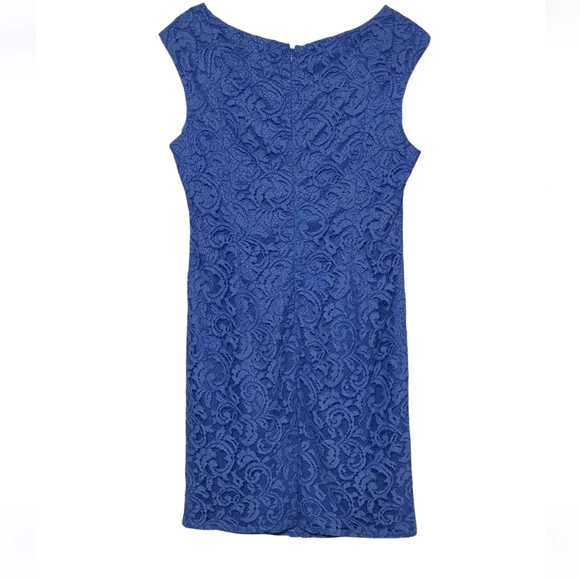 ❤️Sold CCO Adrianna Papell Elegant Blue Lace Dress Size 12 - Picture 6 of 8